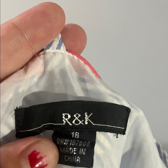 R&K Red and Blue Striped Dress Size 18 - Picture 2 of 7